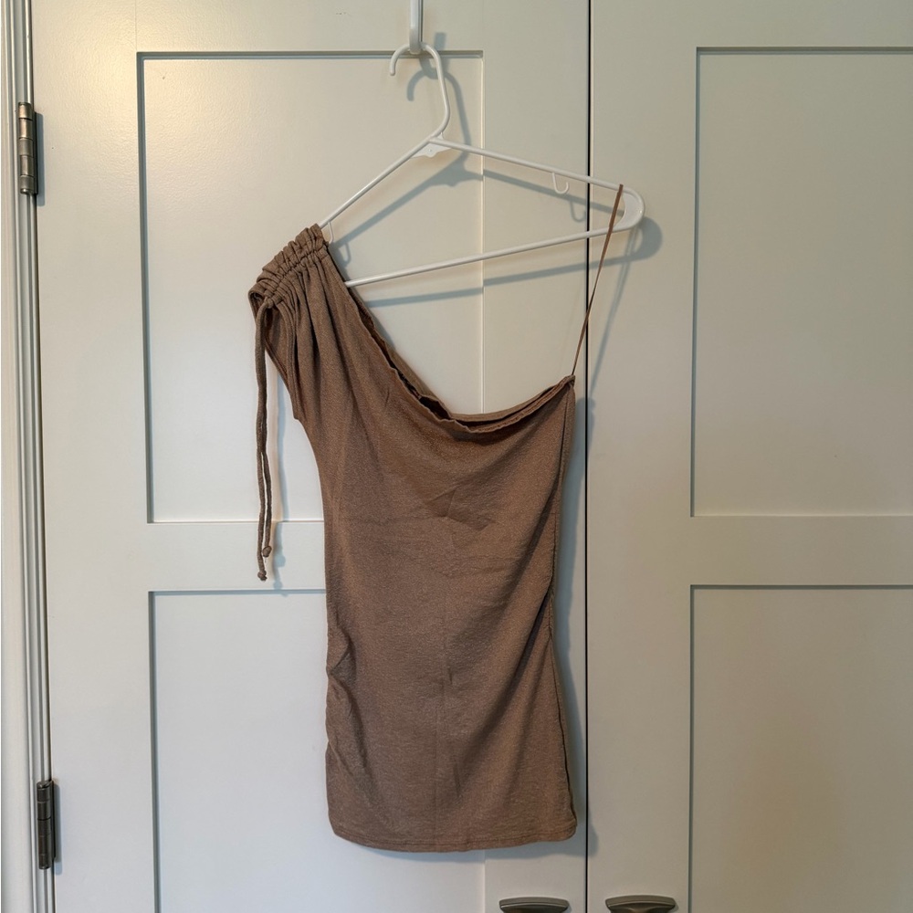 Michael Stars One-Shoulder Camel Top
